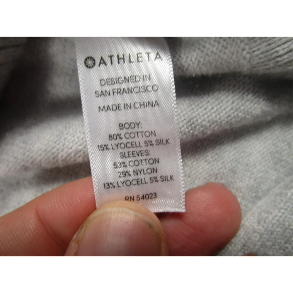Athleta Sweater Womens Large Gray Pullover Casual Silk Blend Open Back‎